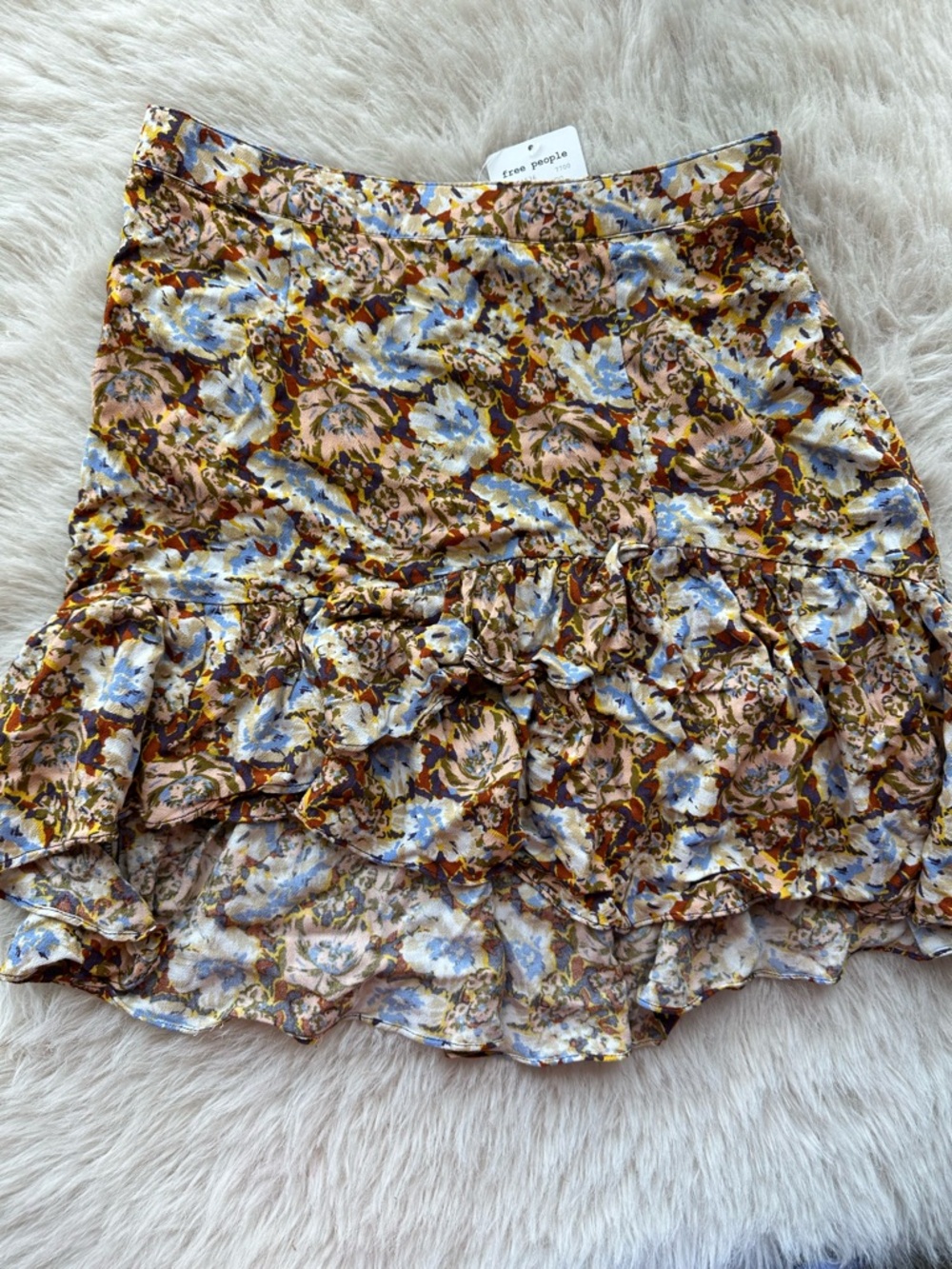 Free People Blue and Brown Floral Circle Skirt - Picture 14 of 15
